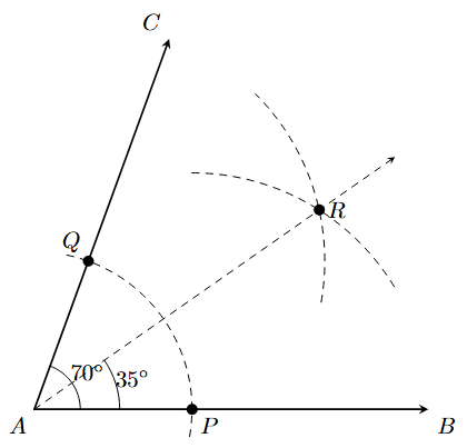 Step 5: The ray AR is drawn, which bisects angle BAC.